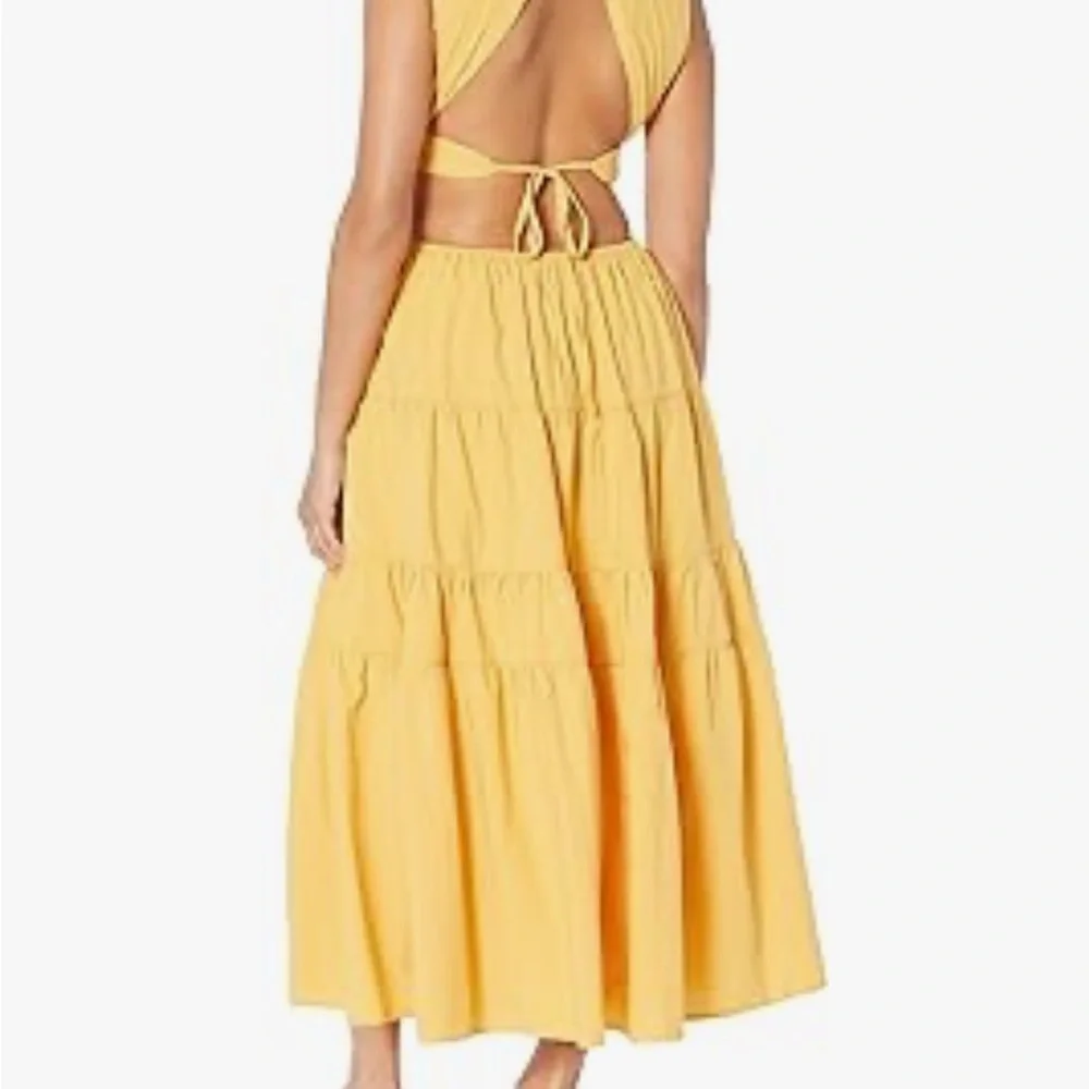 Moon River Dress Tie Open Back Tiered Midi Dress Long and Flowy Size Small - Picture 2 of 11